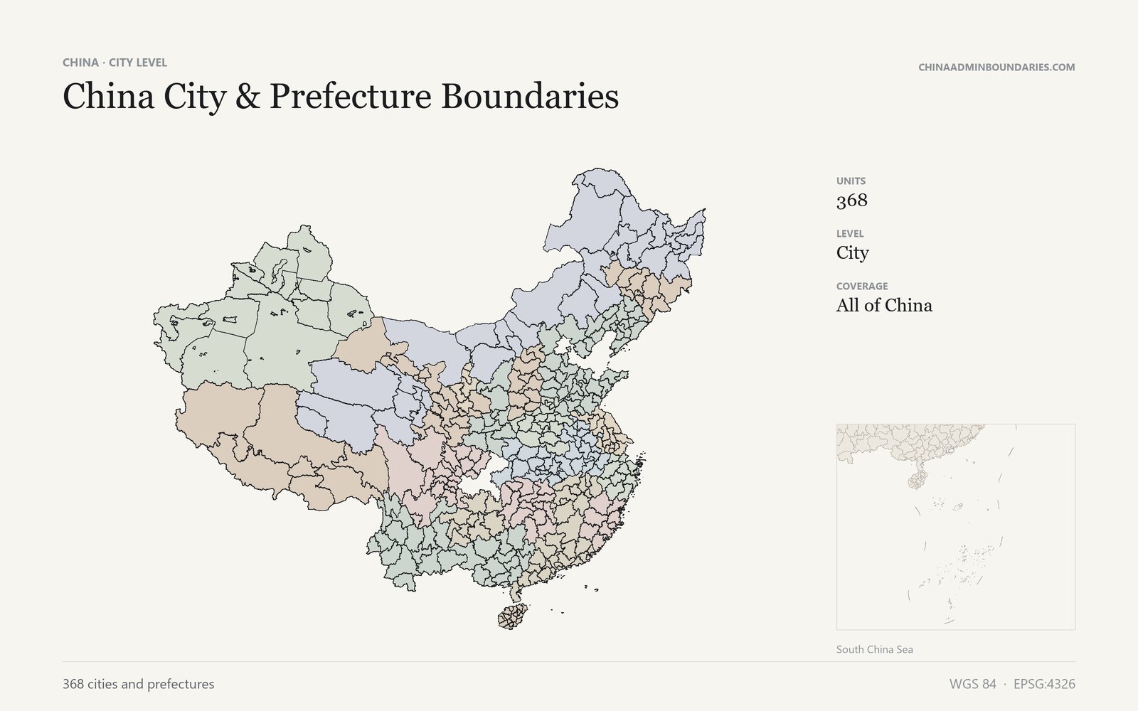 China City & Prefecture Boundaries — GeoJSON, Shapefile, DXF