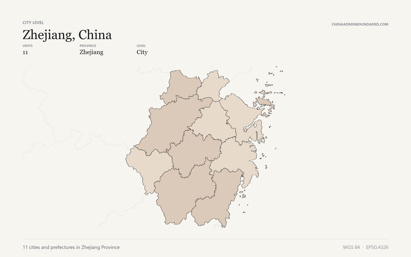 City boundaries of Zhejiang, China — free sample