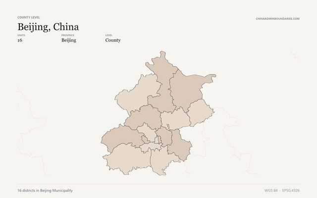 Beijing, China boundaries