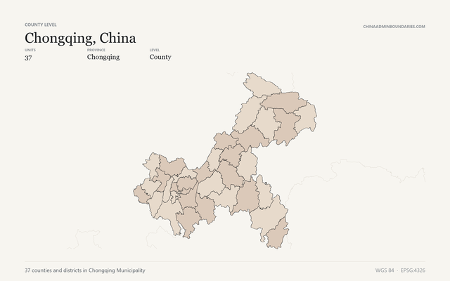 Chongqing, China boundaries