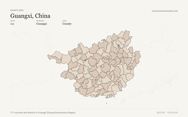 Guangxi, China boundaries