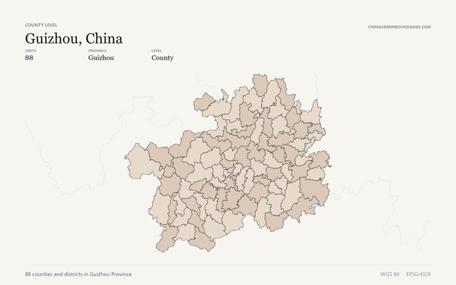 Guizhou, China boundaries