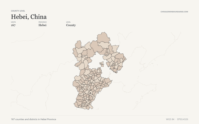 Hebei, China boundaries