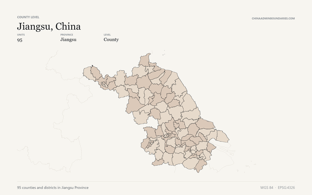 Jiangsu, China boundaries
