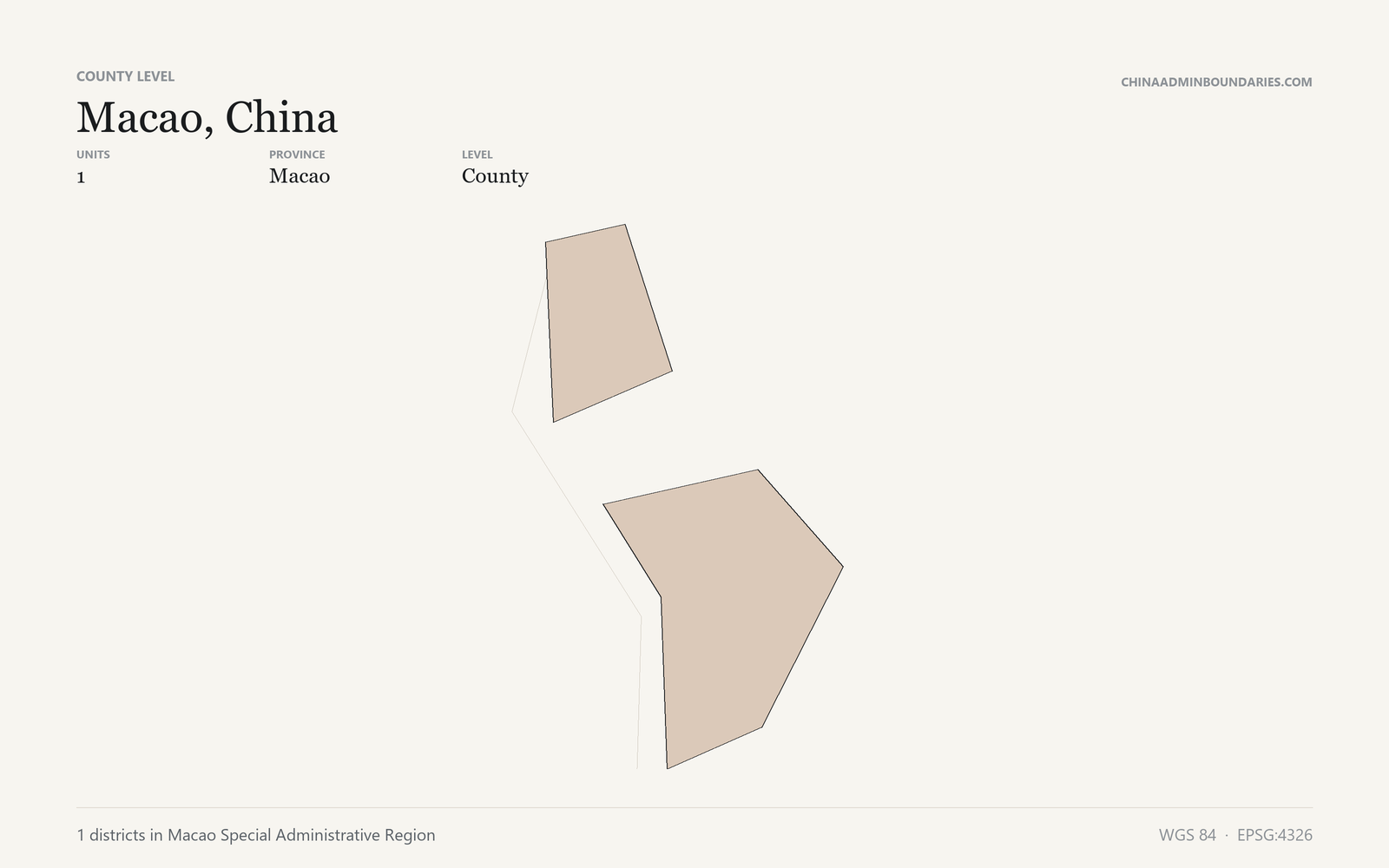 Macao, China District Boundaries map preview