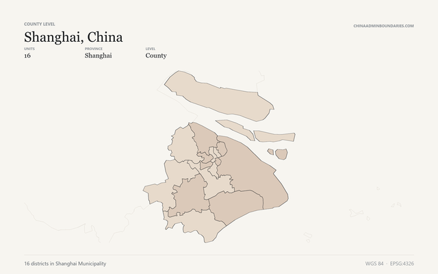 Shanghai, China boundaries