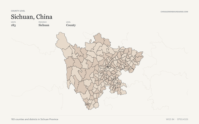 Sichuan, China boundaries
