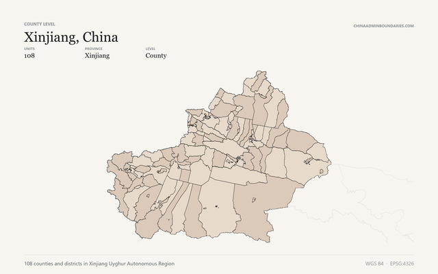 Xinjiang, China boundaries