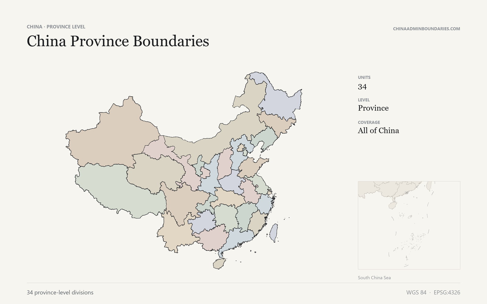 China Province Boundaries — GeoJSON, Shapefile, DXF